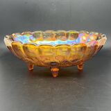 Large tinted glass bowl with fruit pattern