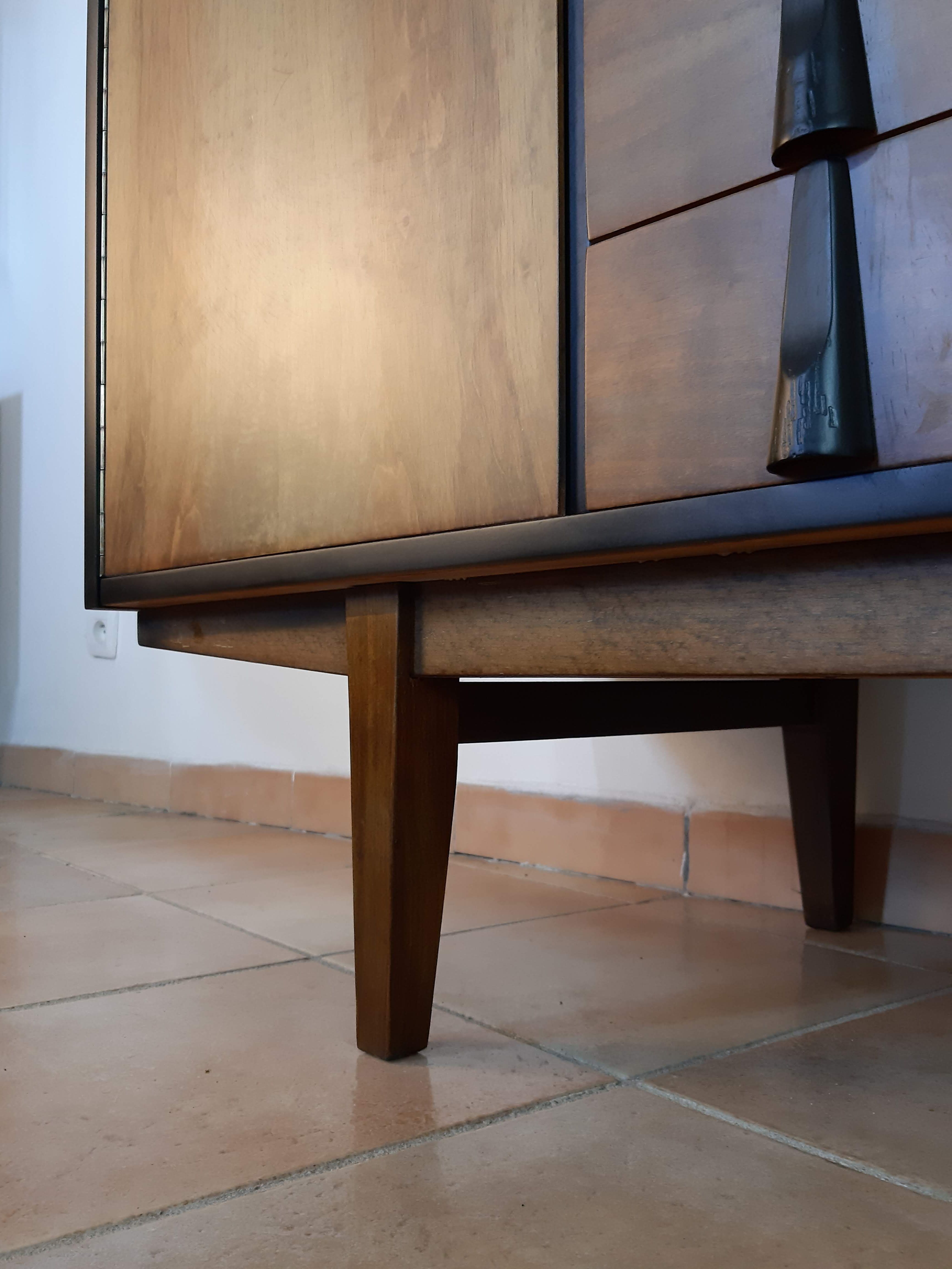 Walnut row renovated by Rajmund Teofil Halas Vintage Polish 1968