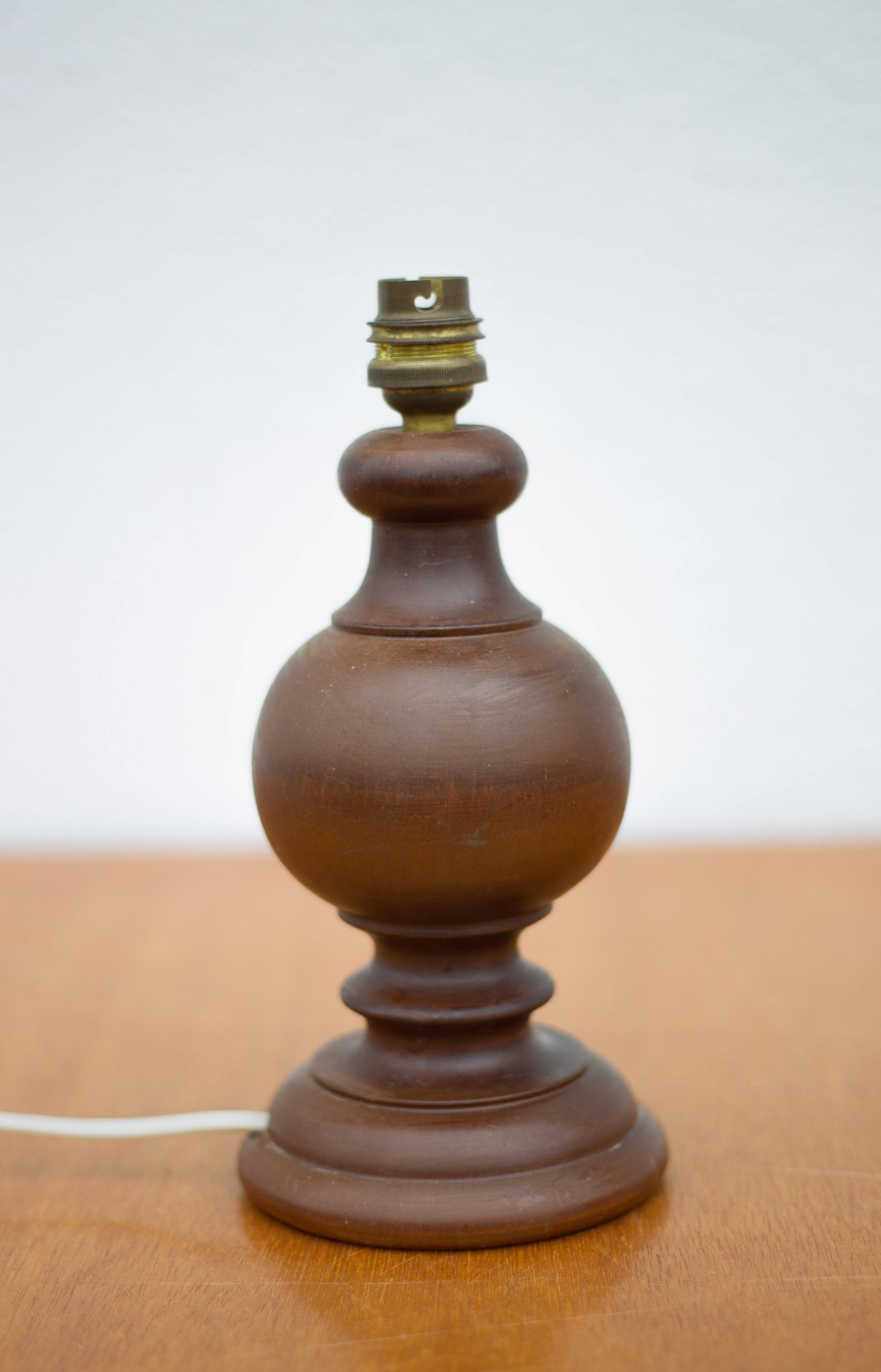 lampe bois, pied de lampe bois vintage