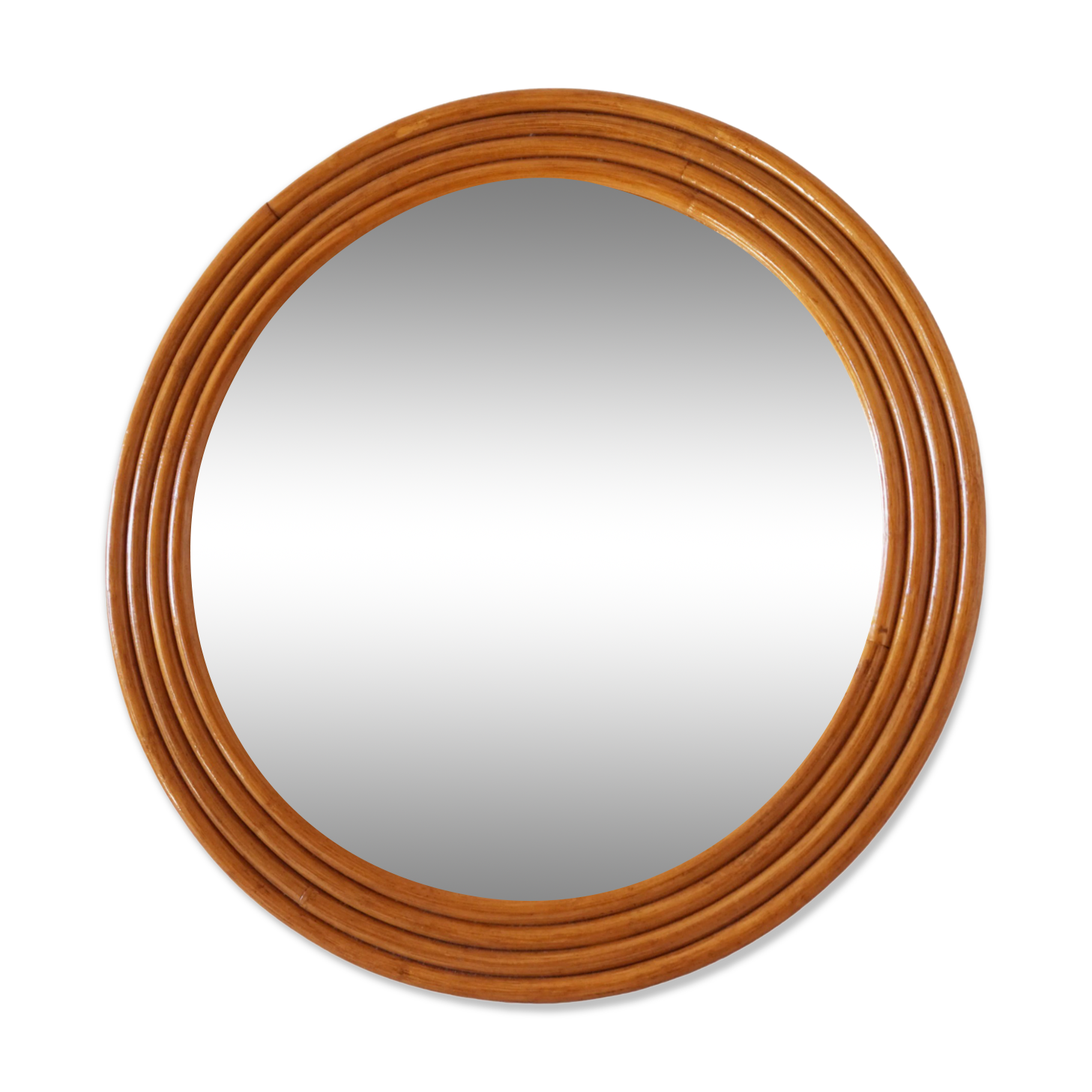 Round rattan bamboo mirror, 60 cm