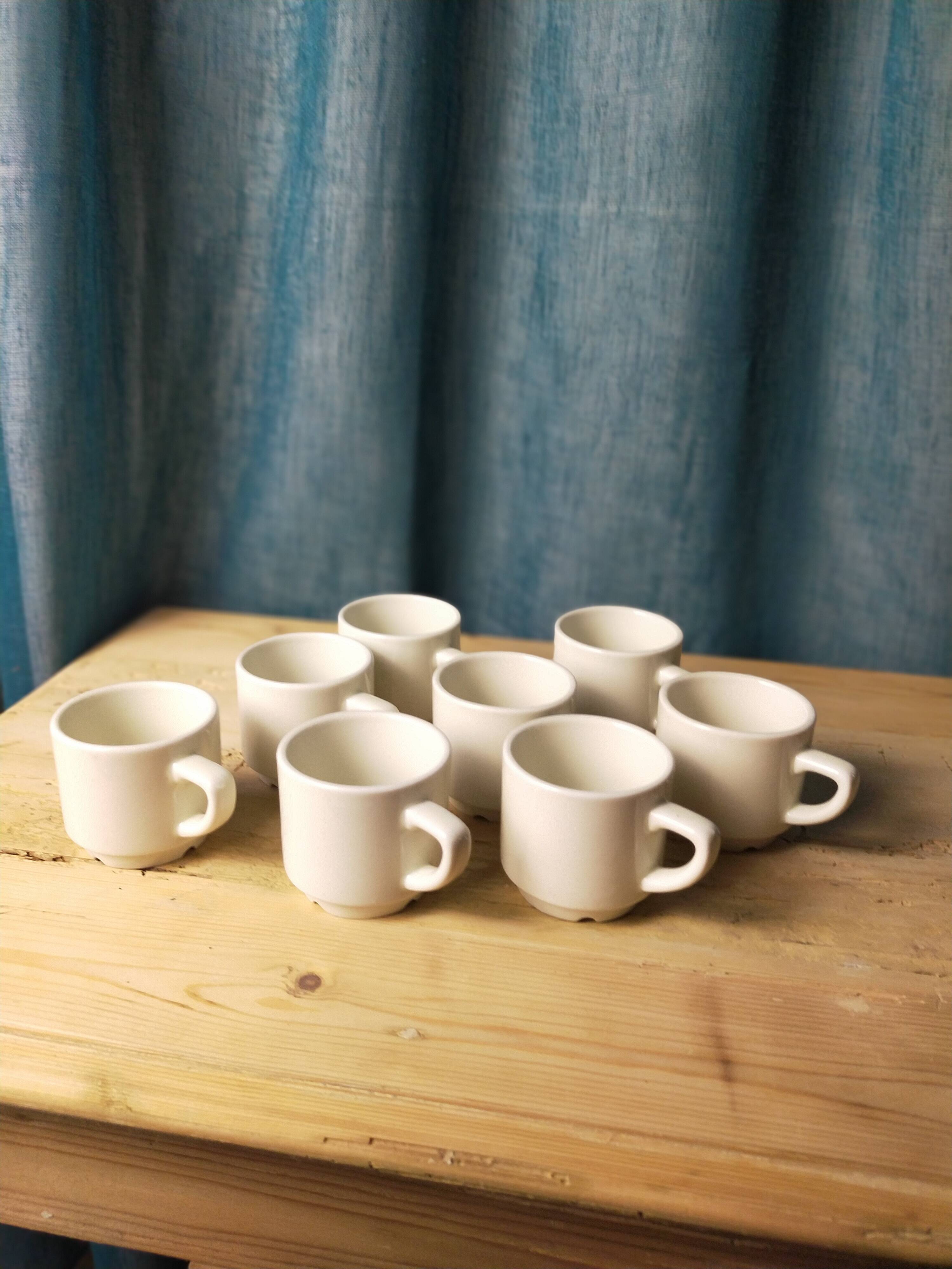 8 Apilco white bistro coffee cups