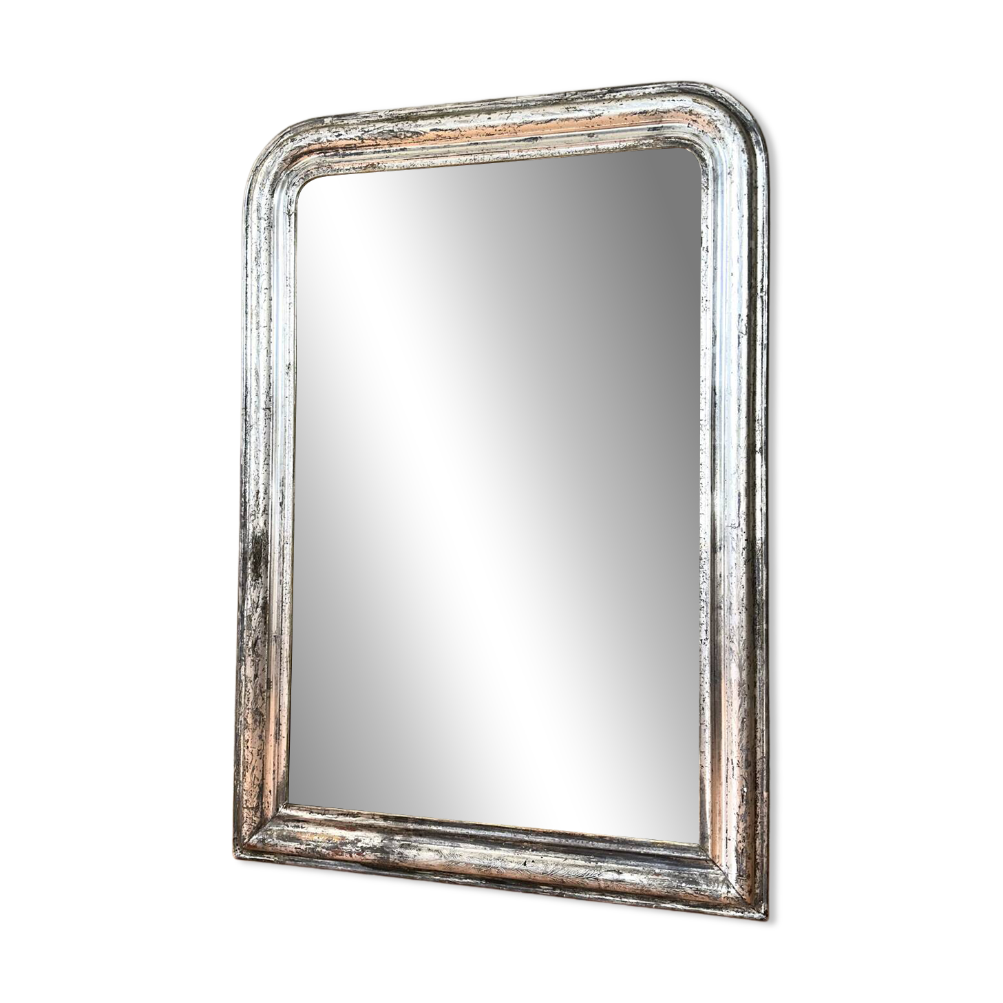 Miroir Louis-Philippe ancien argenté XIXème
