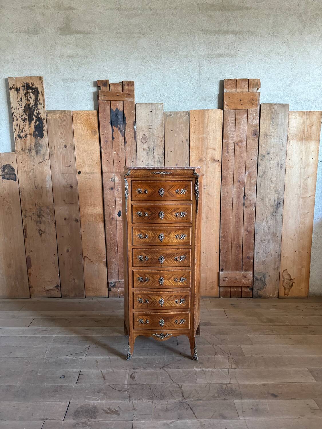 Louis XV style marquetry chest of drawers