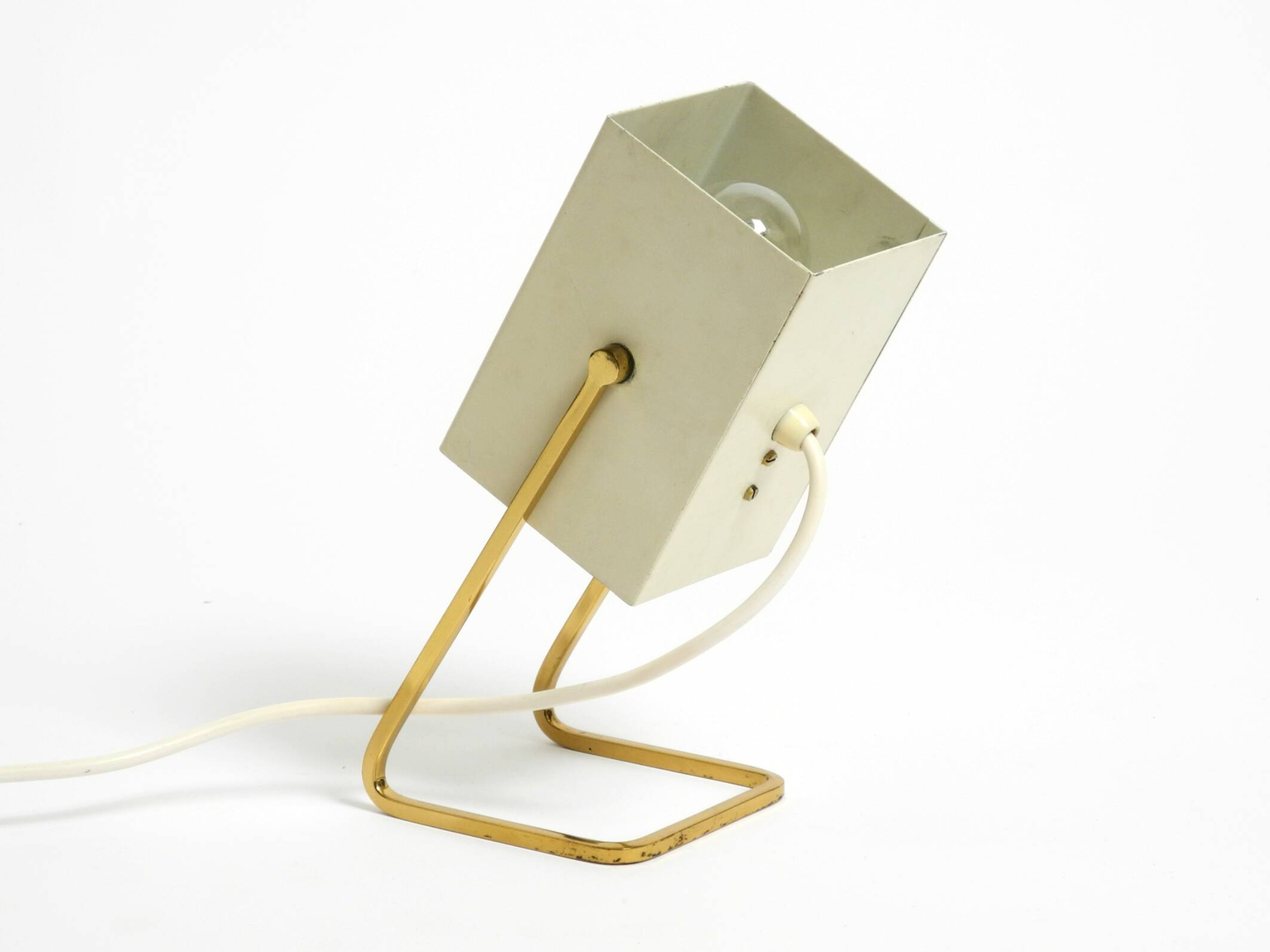 Great Mid Century metal bedside lamp with brass base by Kaiser Leuchten