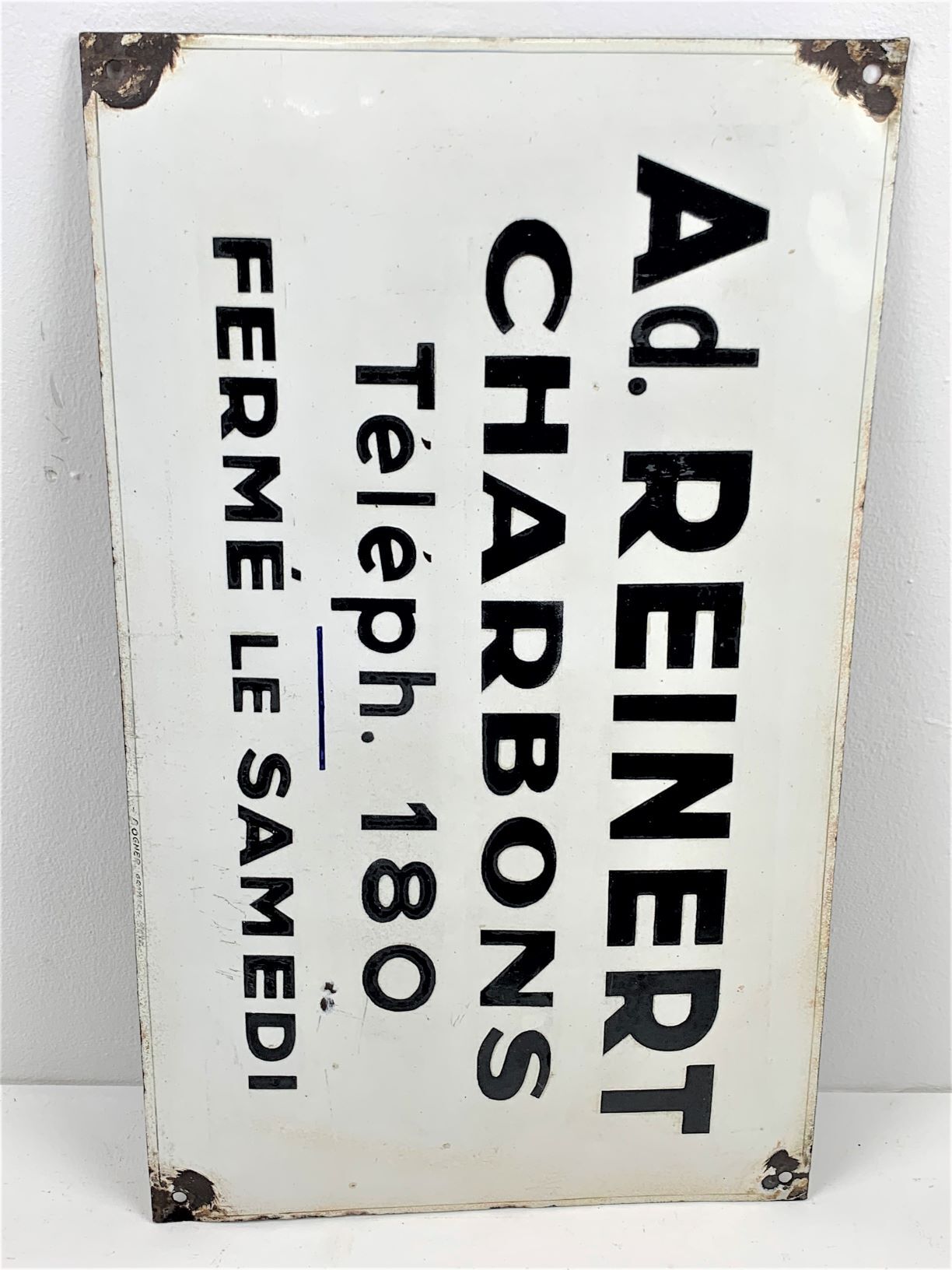 Reinert ad. charbons plaque émaillée ancienne
