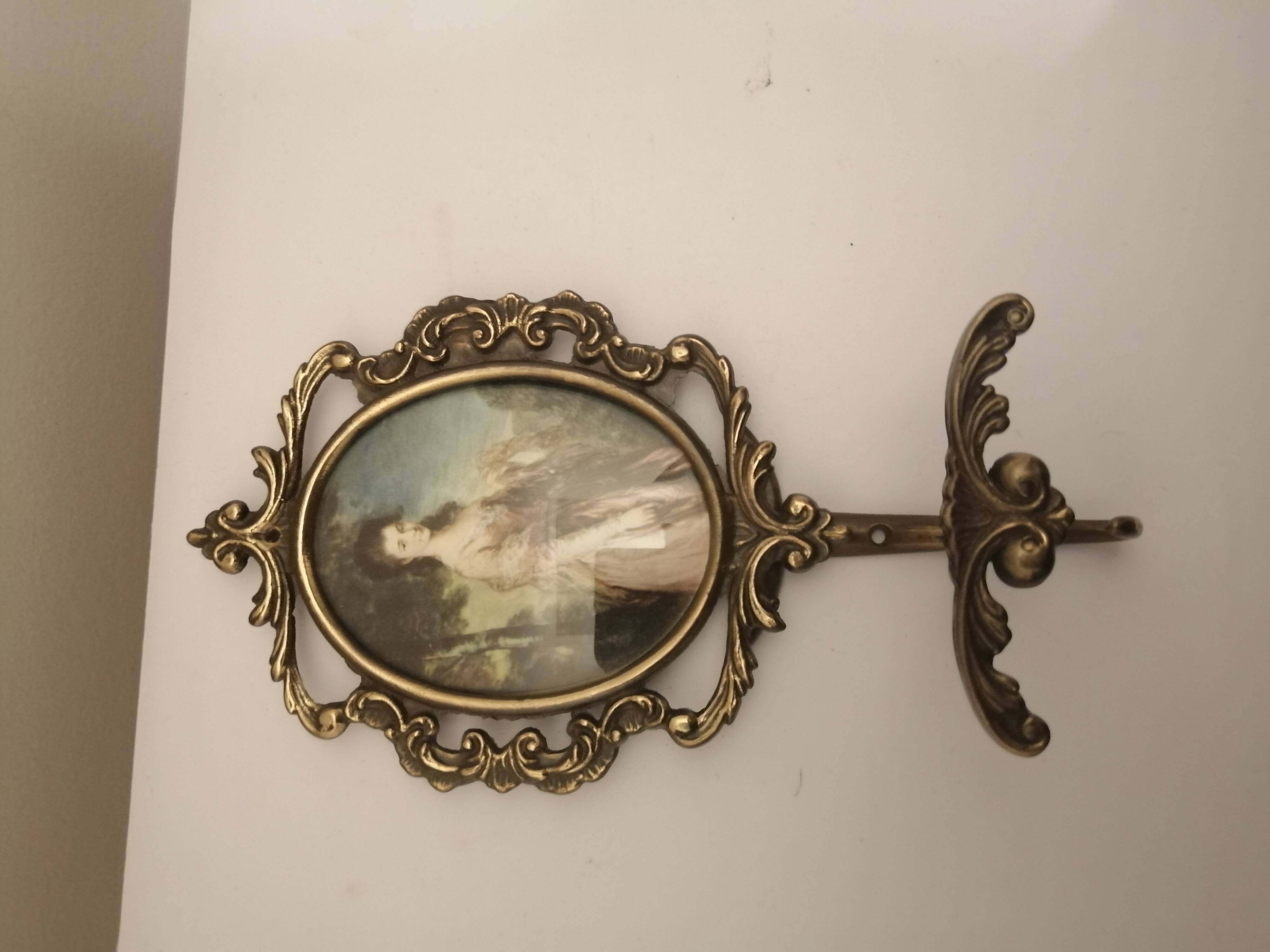 Vintage wall brass medallion frame hook