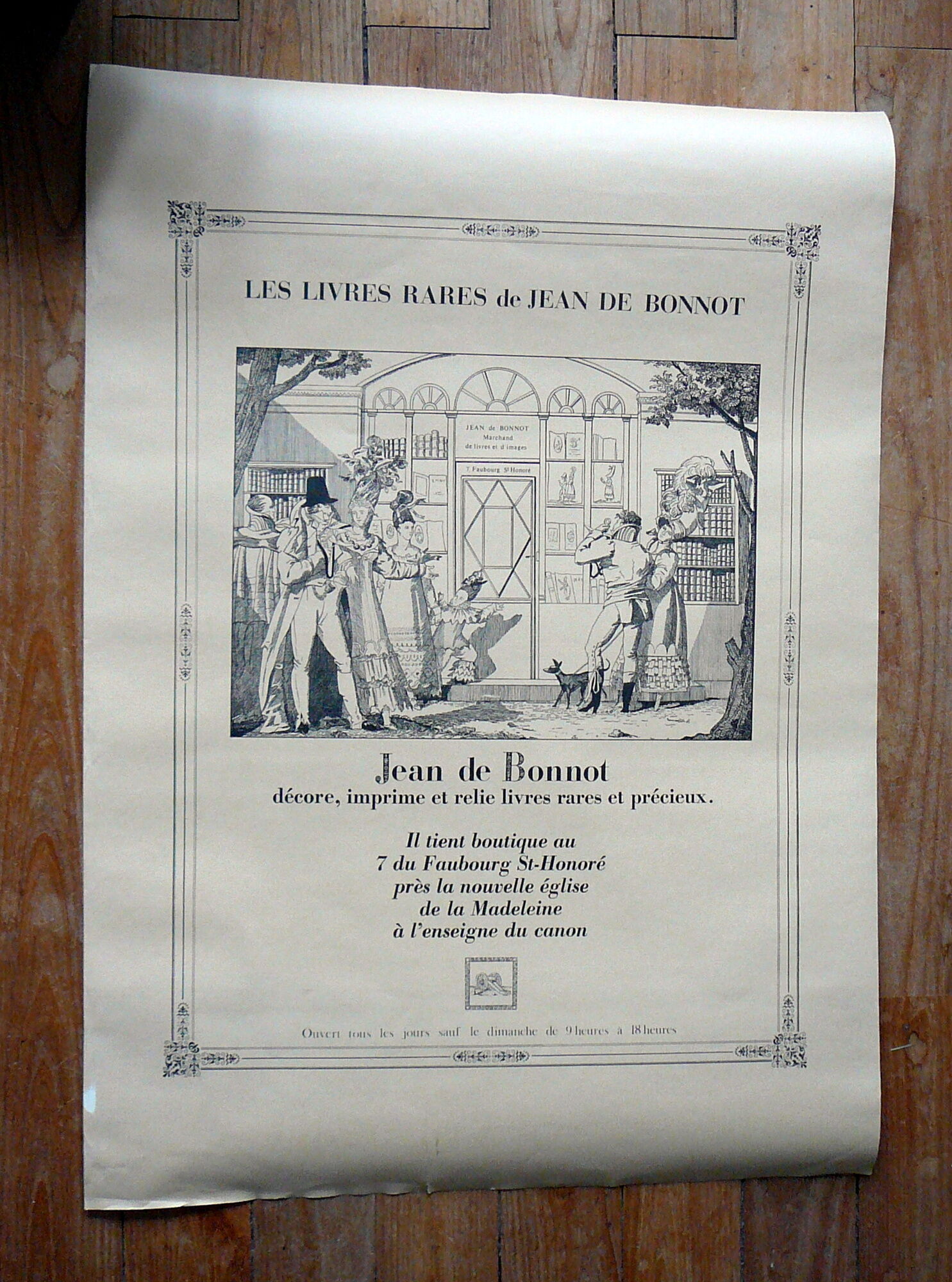 Displays 20th century "rare books of Jean de Bonnot".