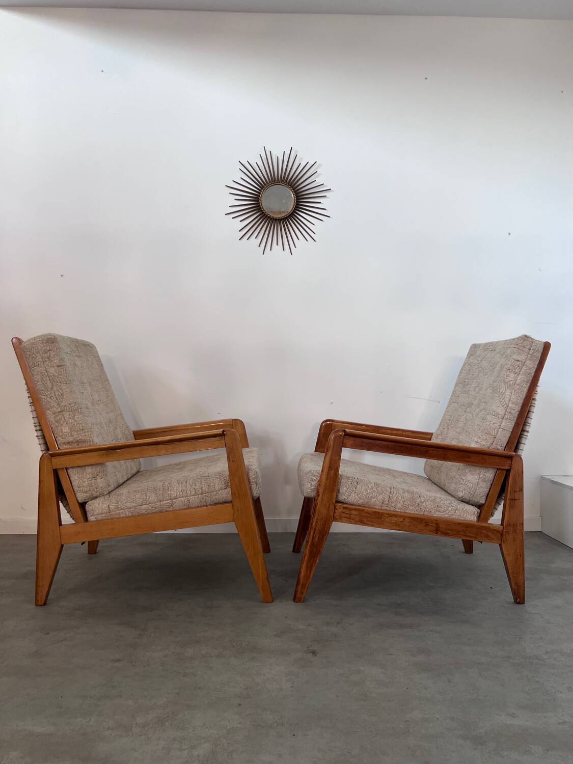 Lot 2 designer reconstruction rest armchairs from the 50s Free-Span / Guariche vintage
