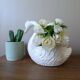 vintage white ceramic swan cache-pot / animal-shaped empty pocket