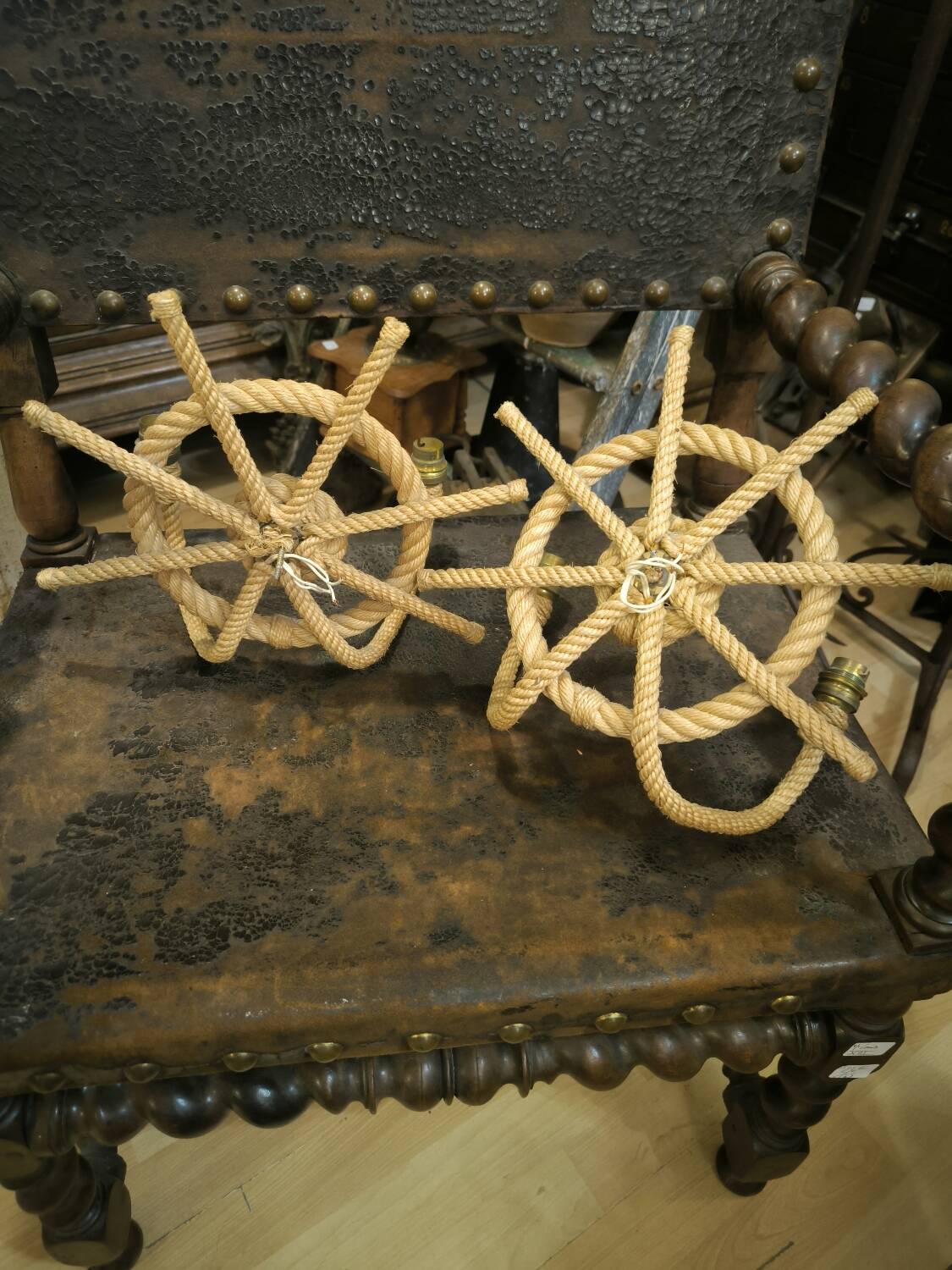 Pair of rope wall sconces