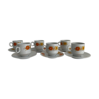 Lot de 6 tasses et sous tasses Winterling