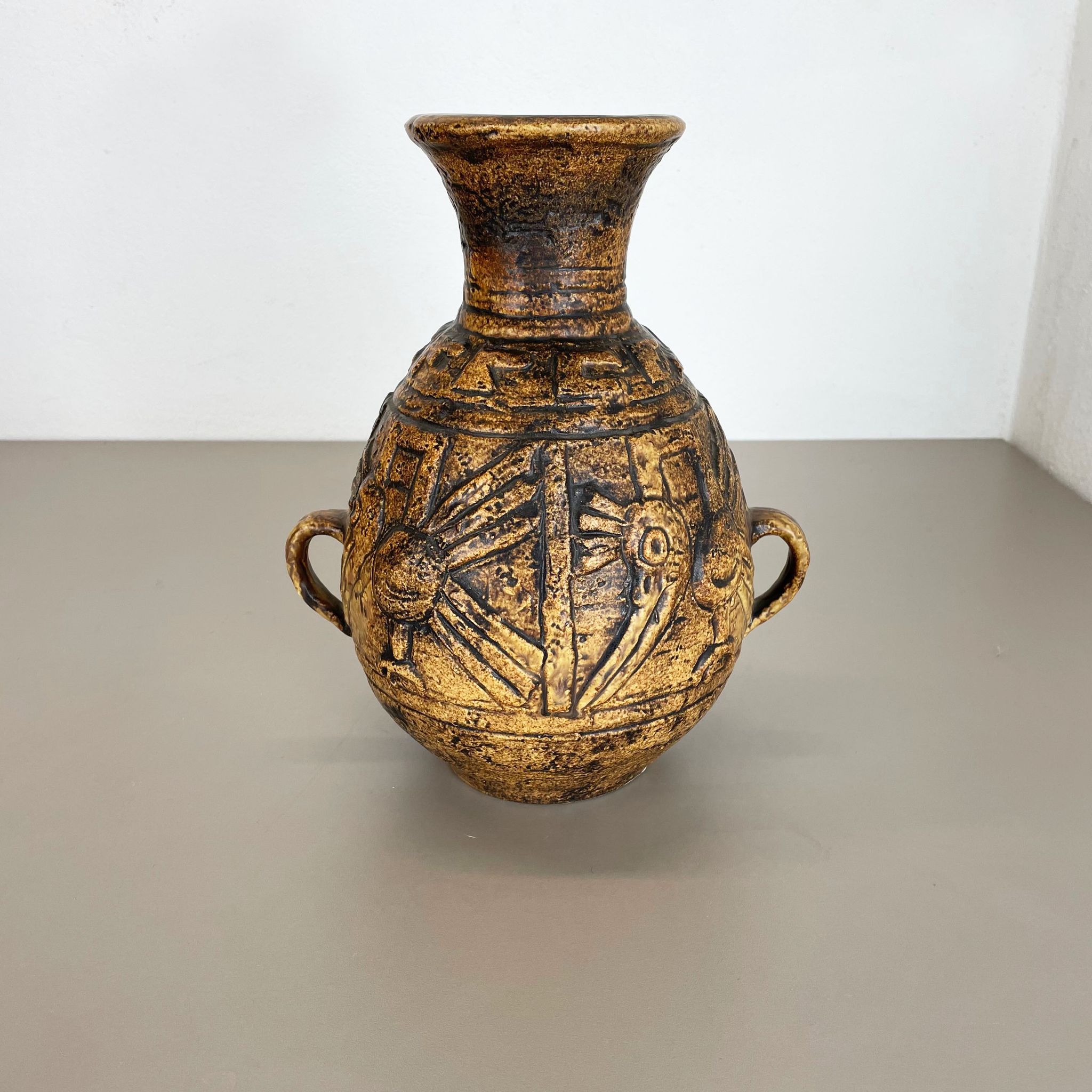 Fat lava pottery "maya tiki" vase by jasba ceramics, germany, 1970s