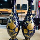 Paire de vases en porcelaine bleu cobalt