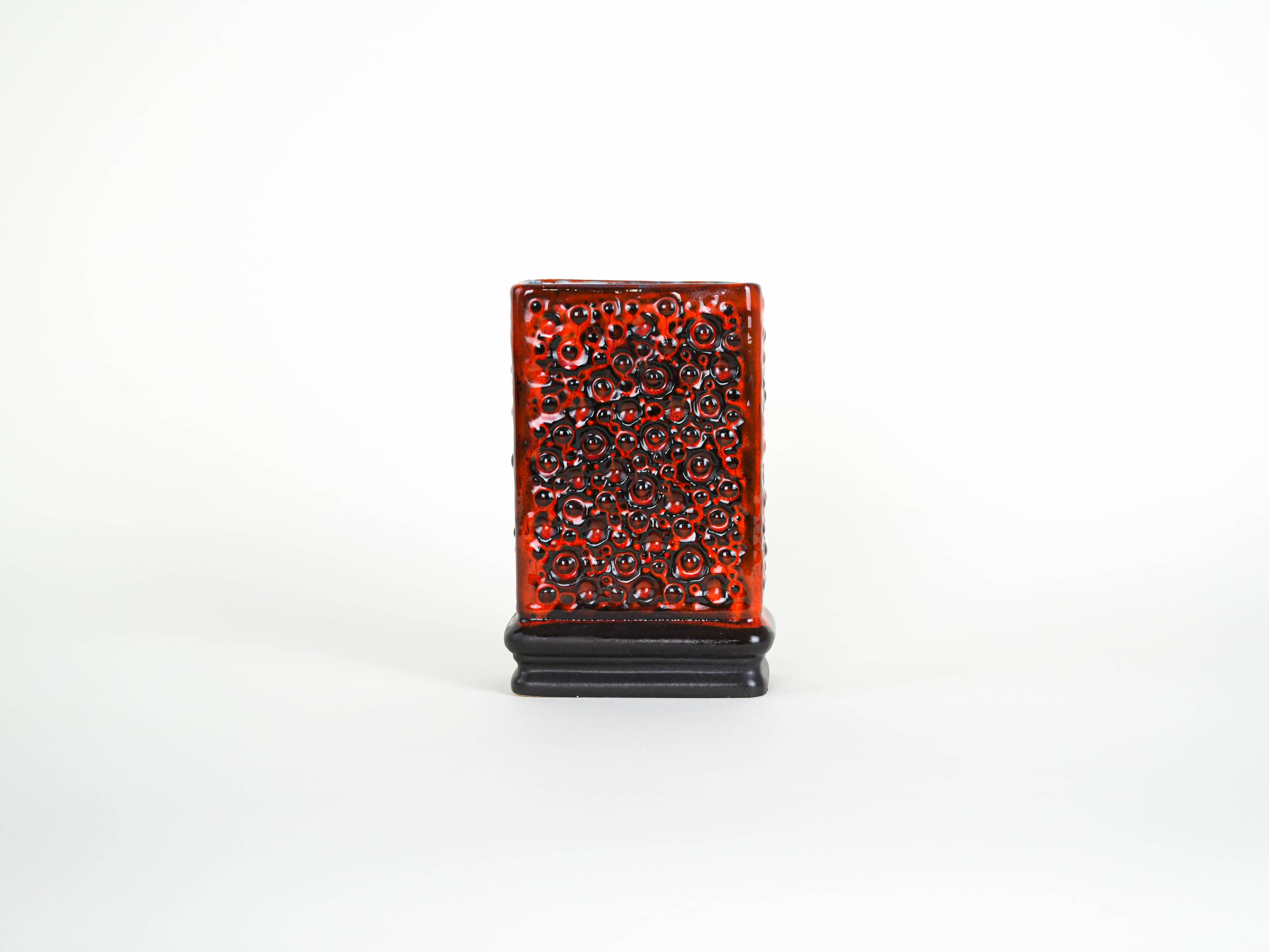 Red vase, Fat Lava, German design, 1960s, made in West Germany