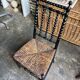 Low chair, Napoléon III child in blackened wood and woven straw.