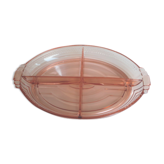 Bay dish, pink glass, Art Deco style