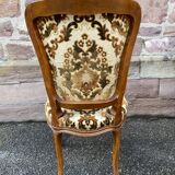 Set of 6 vintage Louis XV style French chairs, velvet upholstered, 1950s