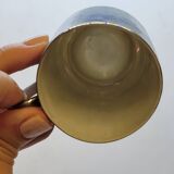 Art deco coffee service in fine iridescent blue porcelain, metal and wood