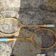 Set of two old wooden badminton rackets duet MWK