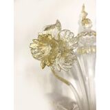Contemporary Floral Transparent-Gold "Ca' Rezzonico" Murano Glass Wall Sconce