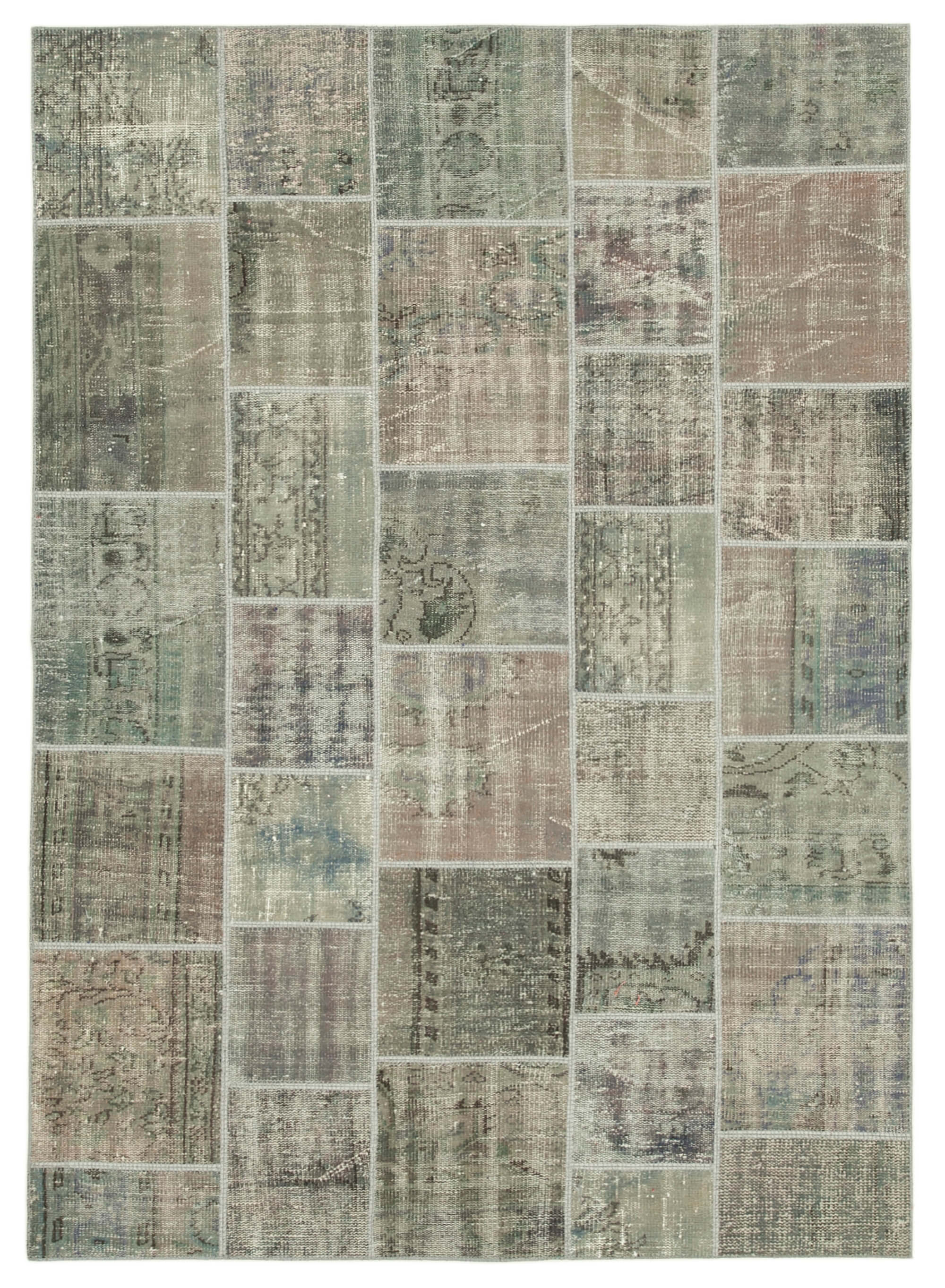 Handwoven oriental vintage 172 cm x 242 cm grey patchwork rug