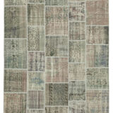 Handwoven oriental vintage 172 cm x 242 cm grey patchwork rug