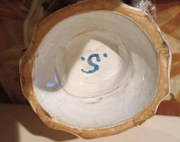 Pair of decorated earthenware vases, 18th century, France