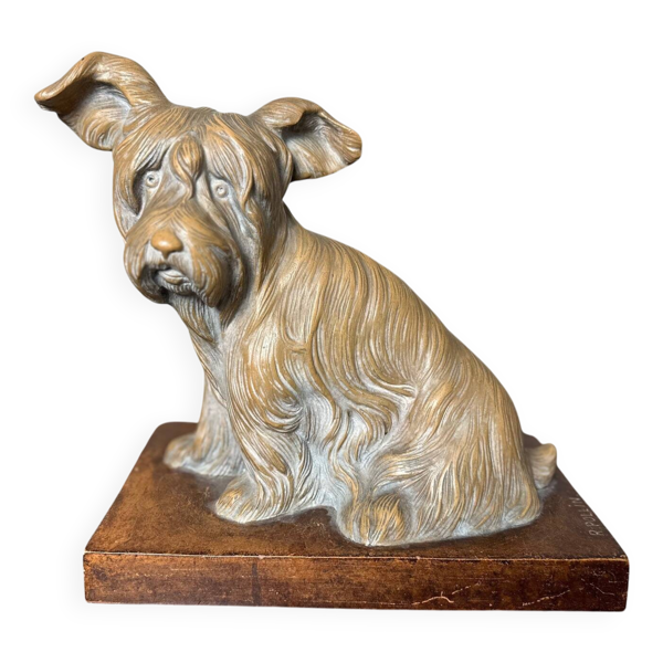 Chien terre cuite Signé R.Pollin
