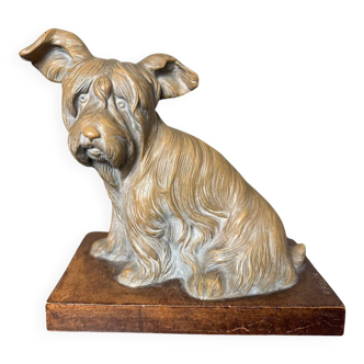 Terracotta dog signed R. Pollin
