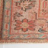 Tapis Anatolien Vintage Fait Main en Laine, Tons Rose Fané, Beige & Bleu