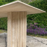 Large vintage dining table in travertine in the 1970s Carpa style.