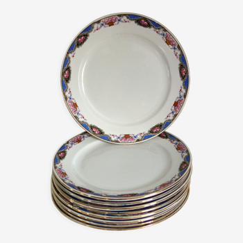 Lot de 9 assiettes plates Digoin début XXème