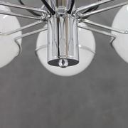 1970s Targetti Sankey Italian Chrome and Opaline Glass Chandelier