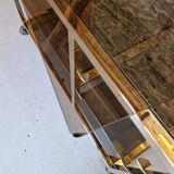 70s glass TV cabinet shelf console