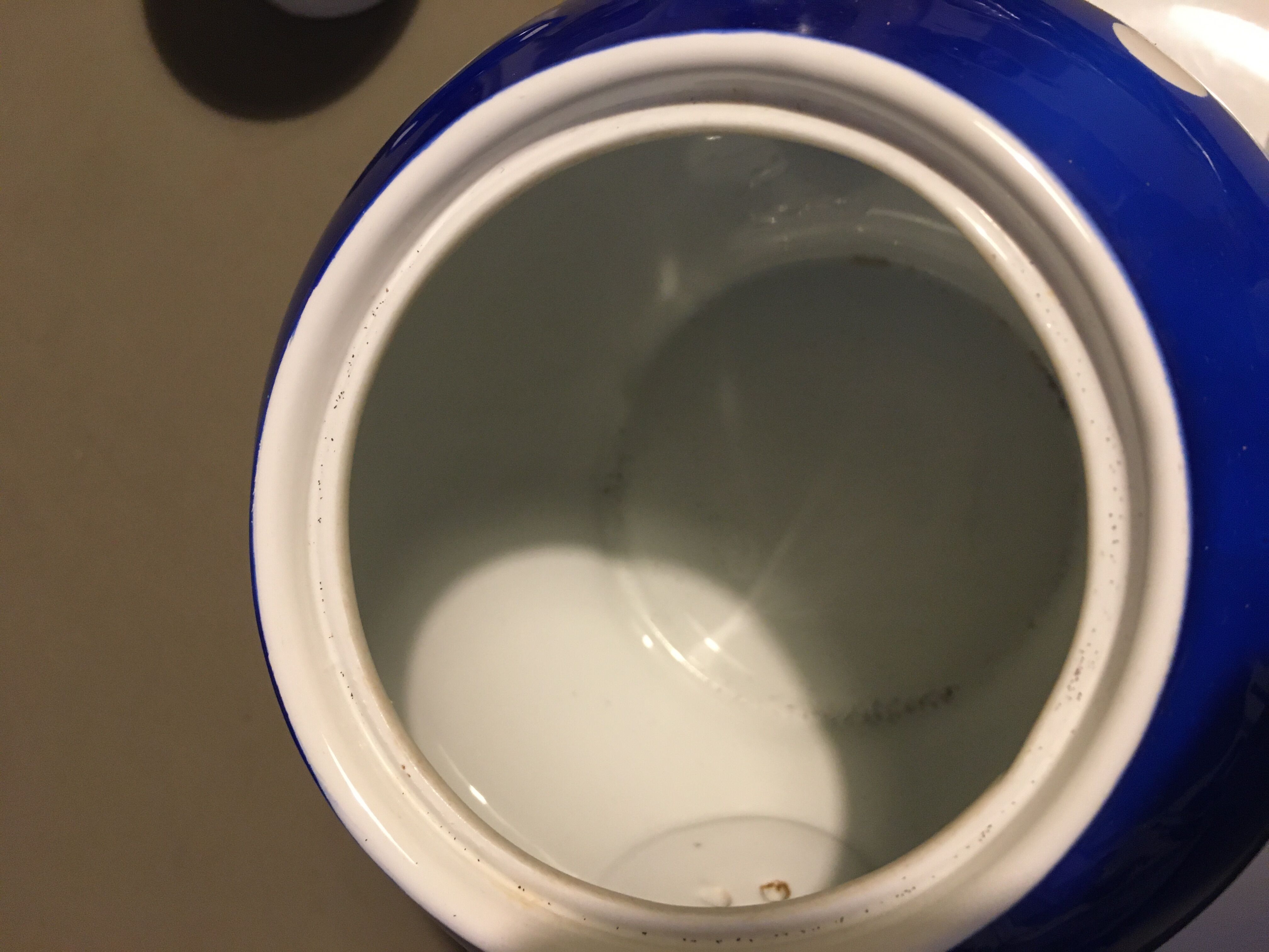 Blue teapot with white polka dots 1957