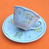Cup / saucer for lunch hand-painted floral decoration france stamp lc