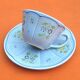 Cup / saucer for lunch hand-painted floral decoration france stamp lc