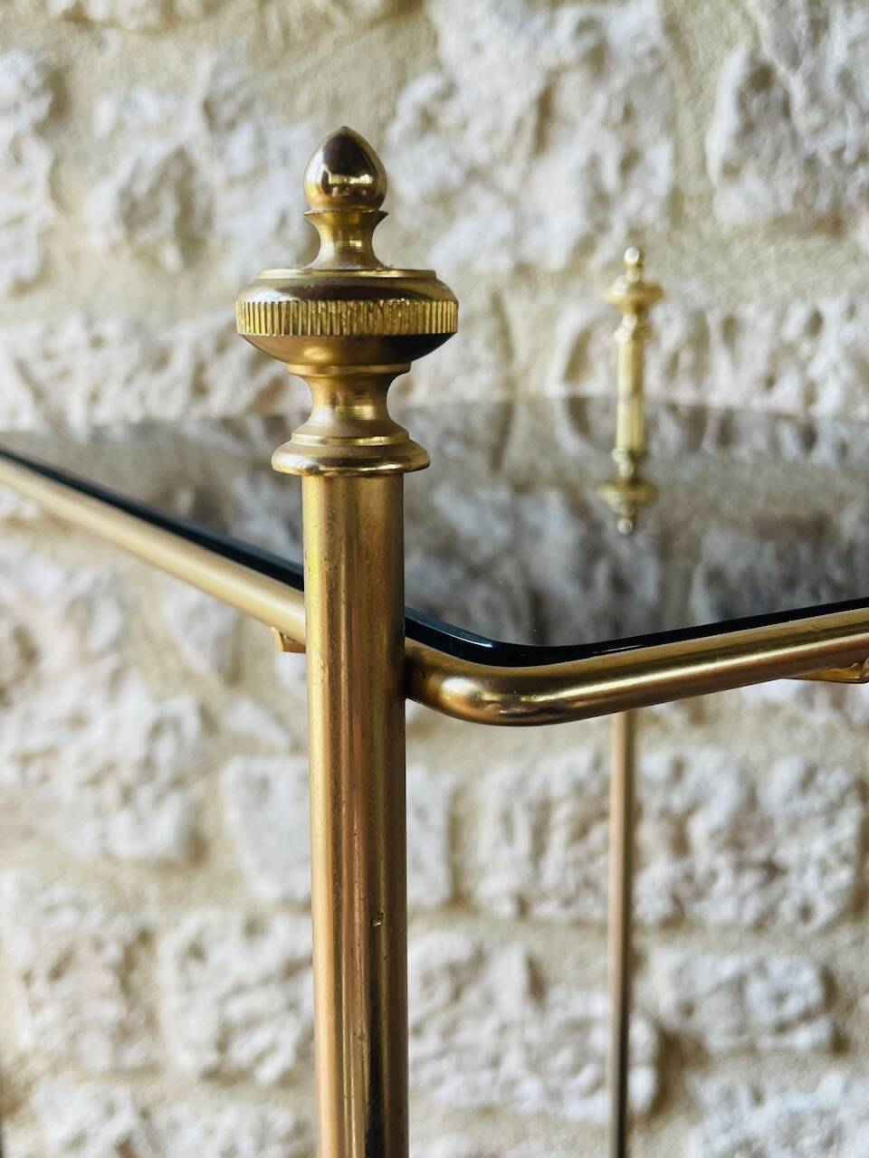 Vintage brass and glass side table circa 70's