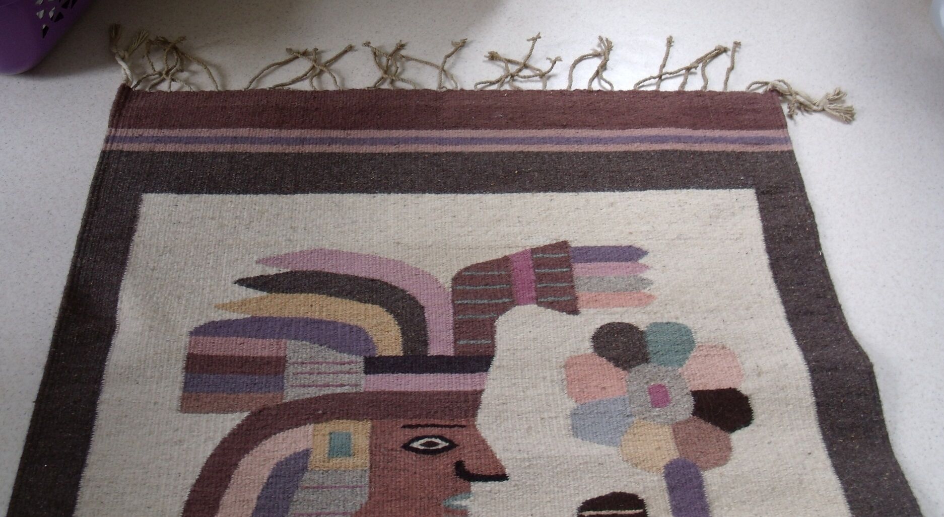 Carpet wool decorative Mexican ethnic, 146 x 97