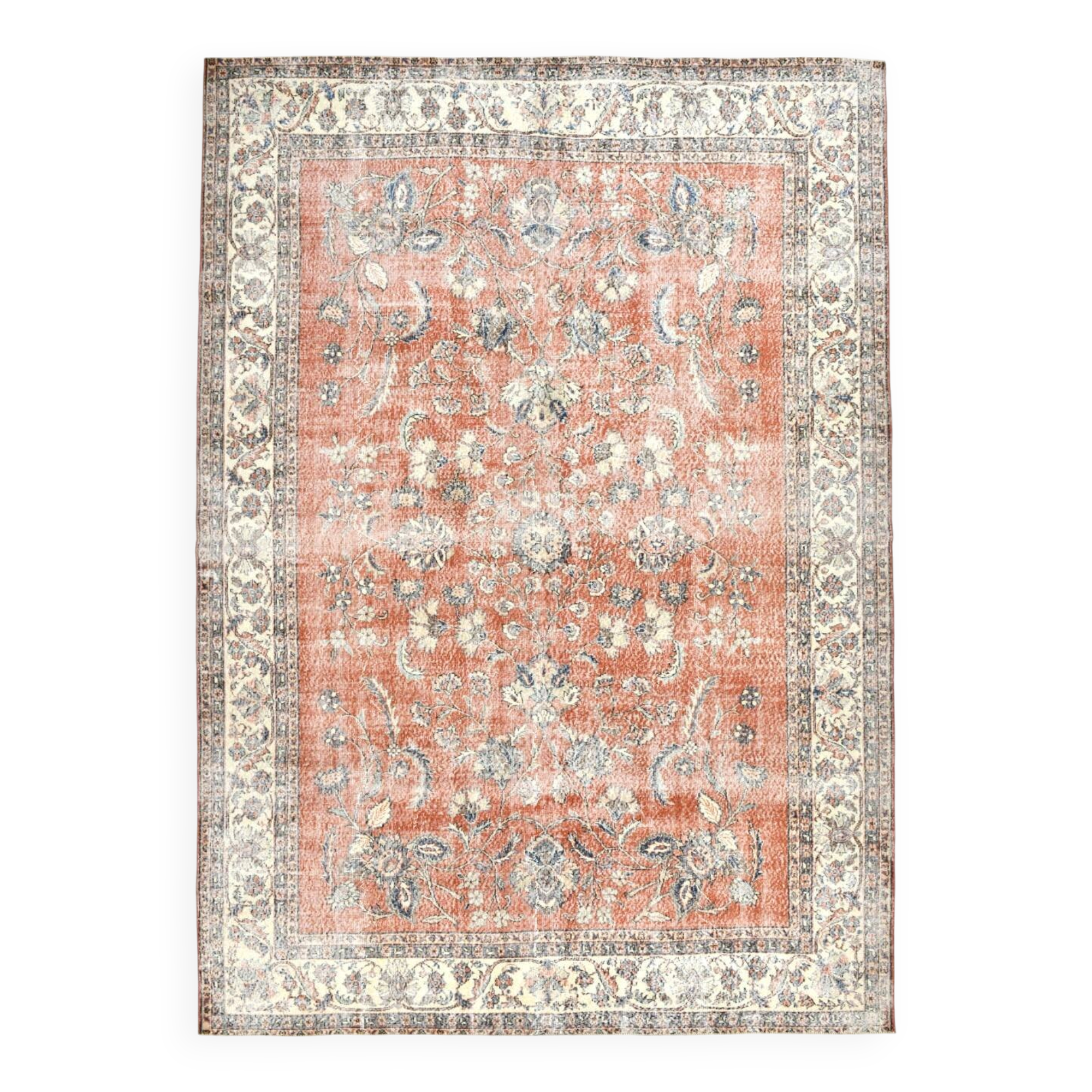 All-Over Floral Classic Red & Blue Turkish Rug, 260x366Cm