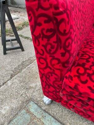 Red Fabric Monster Three-Seat Sofa with Rose Pattern from Bretz