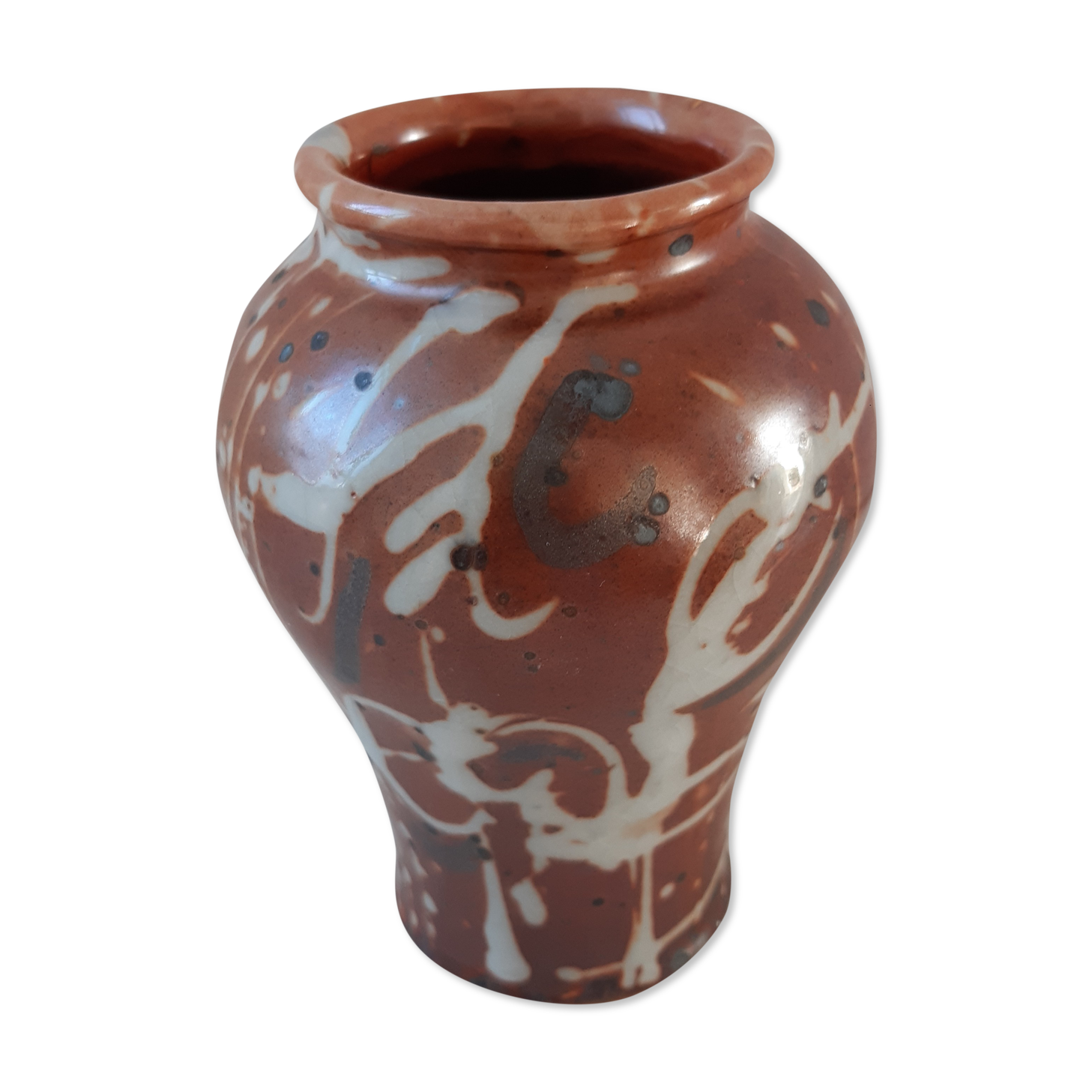 Ceramic vase handmade stoneware 60-70s signed