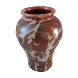 Ceramic vase handmade stoneware 60-70s signed