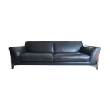 3-seater navy blue leather sofa Ligne Roset model Réflexion