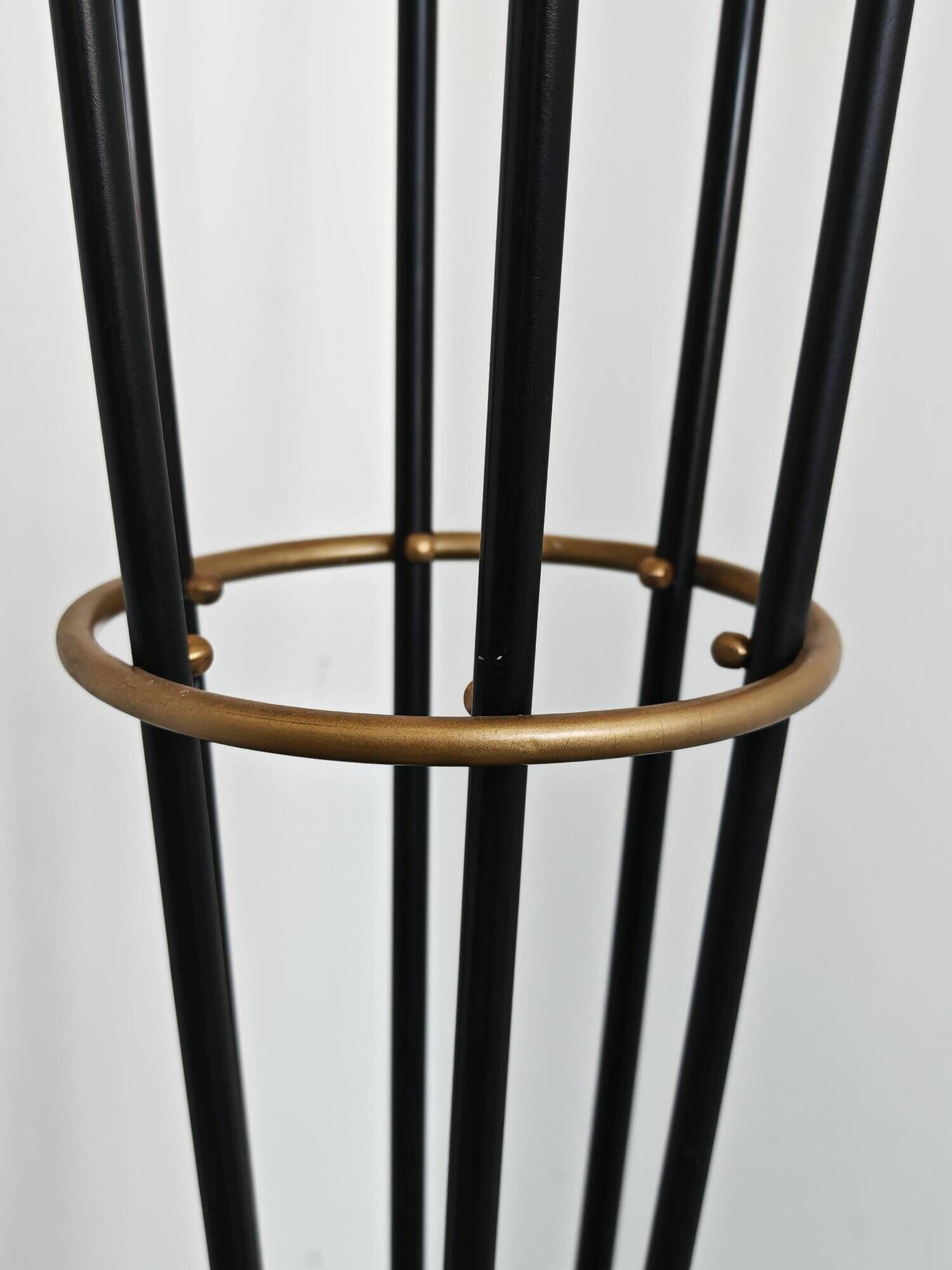 Mid Century Modern floor lamp in brass, marble, and opaline glass attributed to Stilnovo.