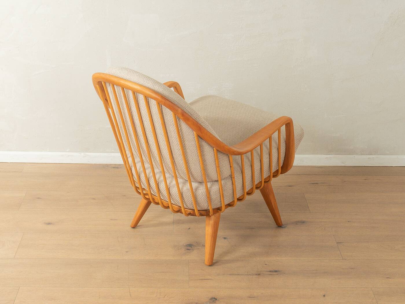 1950s armchair by Wilhelm Knoll, cherry wood, beige upholstery