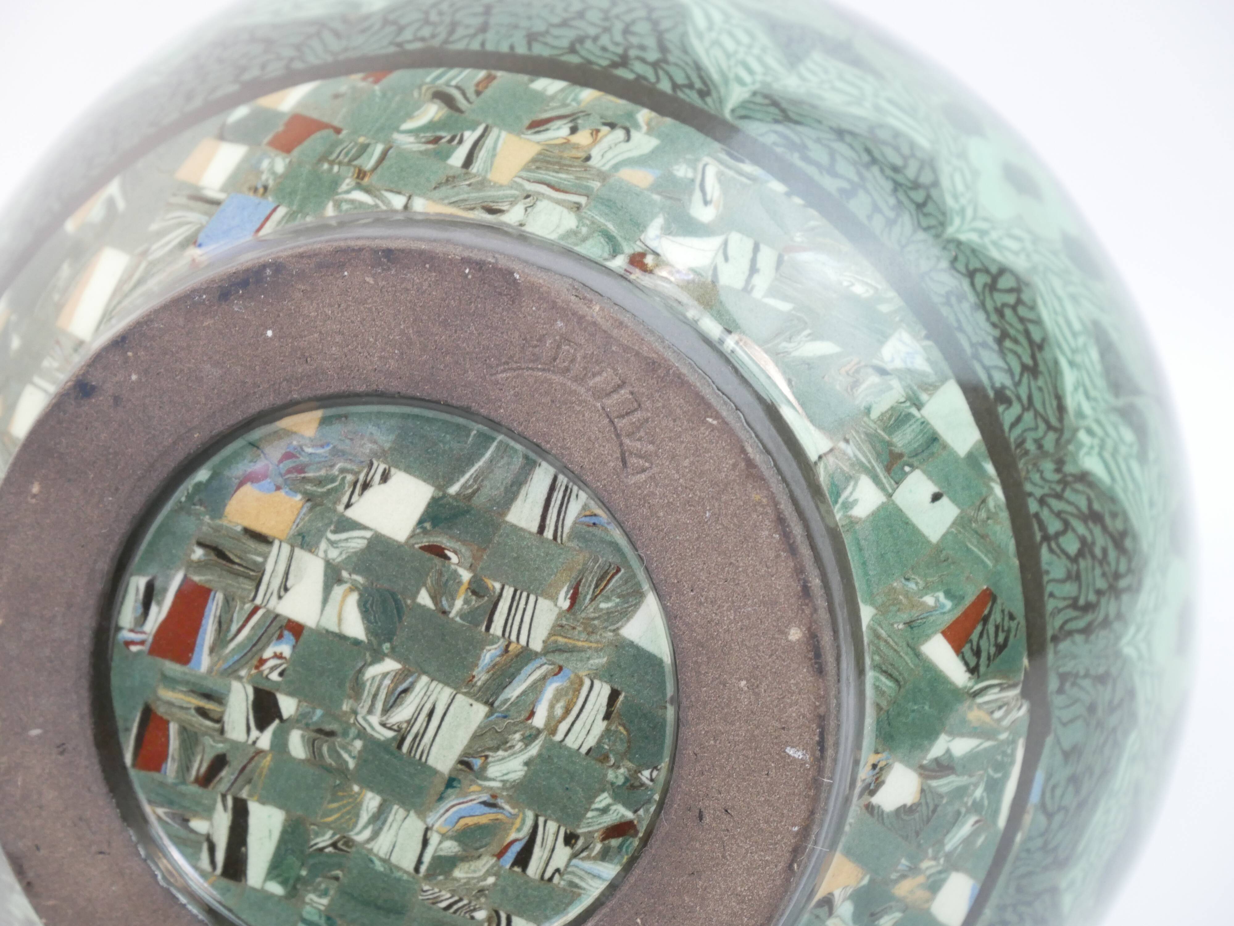 Grand vase en céramique terre-mêlée verte de Jean Gerbino Vallauris