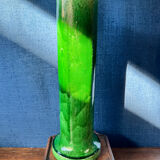 Large Art Nouveau vase in crackled green glazed stoneware – Baluster neck