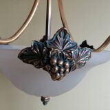 Opaline and brass chandelier