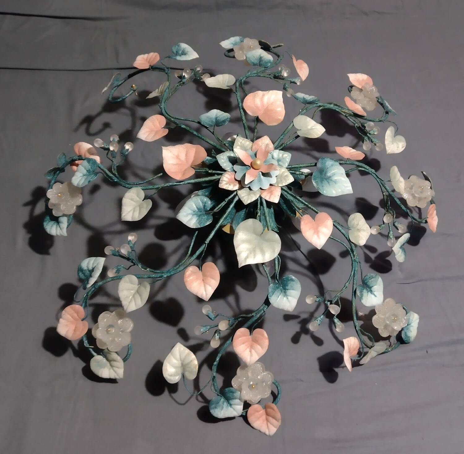 Murano glass and metal floral chandelier